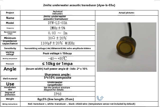 DYW-LS-03A 2MHz Podwodny ultra – Ultrasonic Distance Sensor recenzja i cena